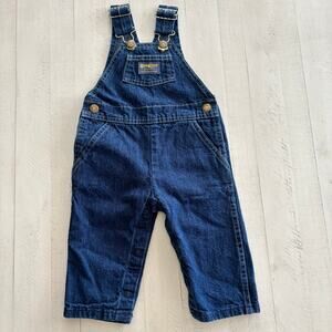 Vintage OshKosh B'Gosh Vestbak Blue Denim Overalls USA MADE Baby 12 Months